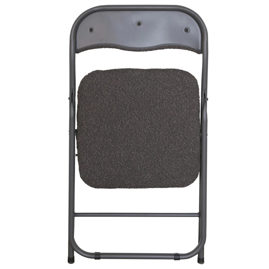 Sedia Pieghevole Imbottita Teddy  in Tessuto Bouclè da Interno Ufficio Casa Resistenti Ferro Leggere Colorate Co Grigio
