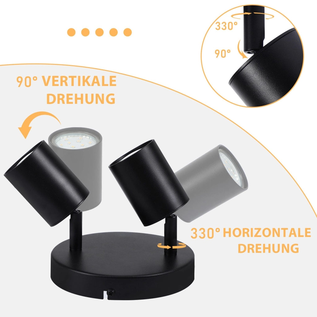 ZMH Faretto da soffitto 2 luci rotondi orientabili 330° moderni per soggiorno