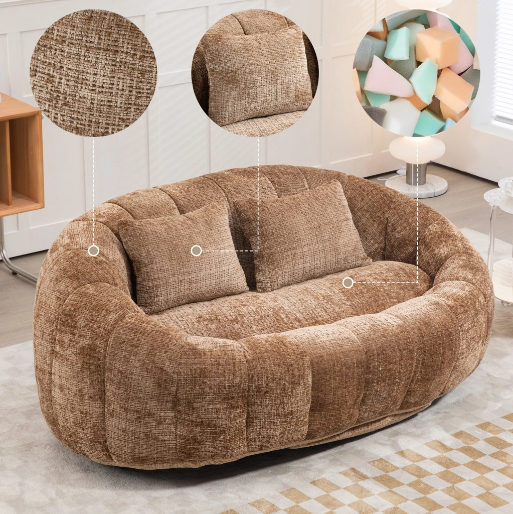 Lazy sofa a 2 posti in ciniglia Coffee 150x95x63 cm