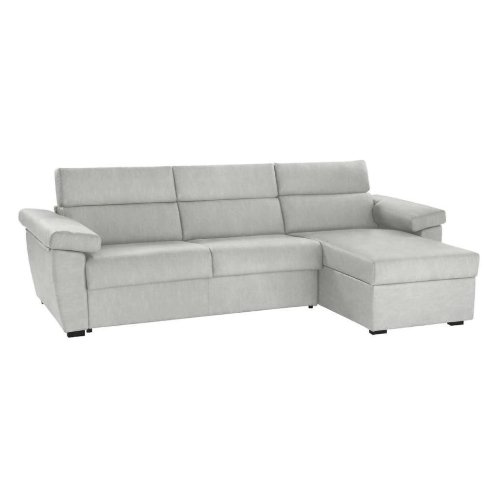 Ceto, Divano Fisso con Penisola Sfoderabile Made in Italy, 285x160 cm Grigio Chiaro