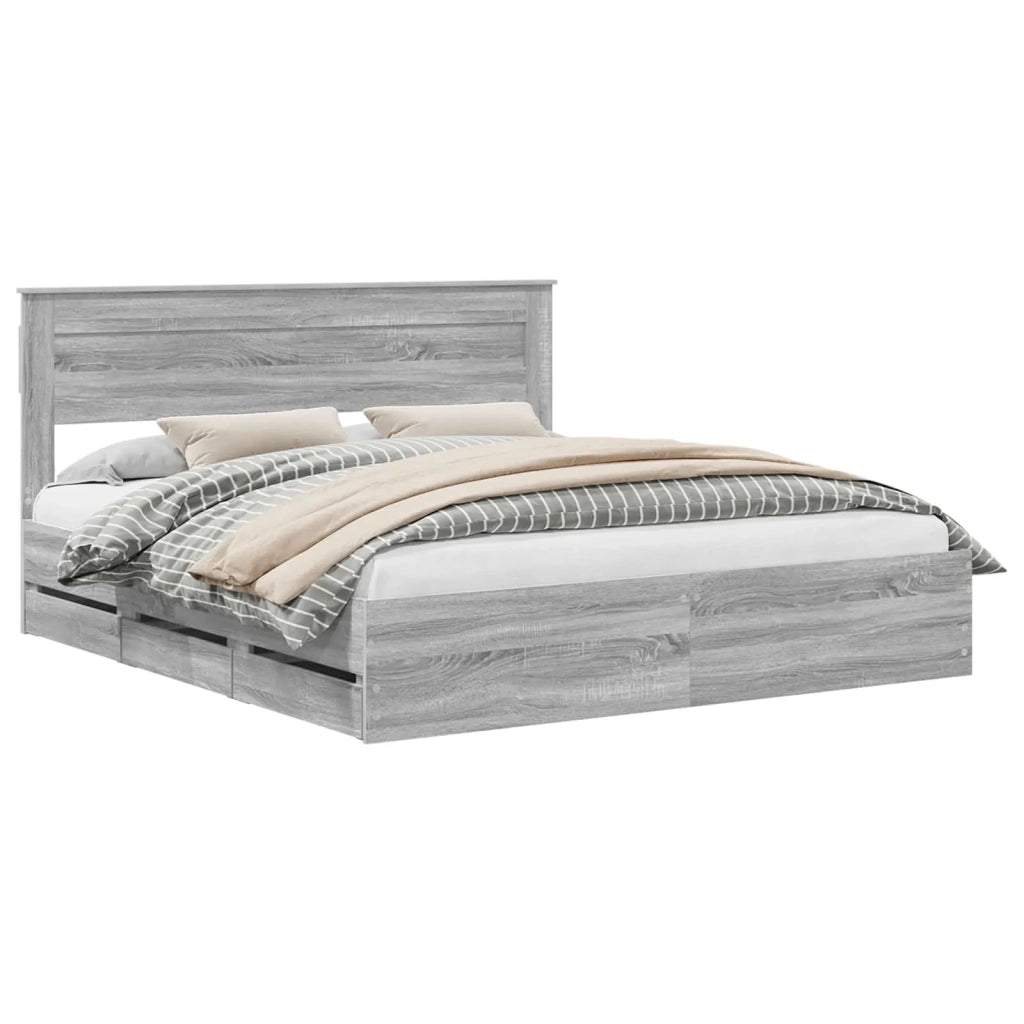 Struttura del letto con cassetto Grigio Sonoma 200 x 200 cm