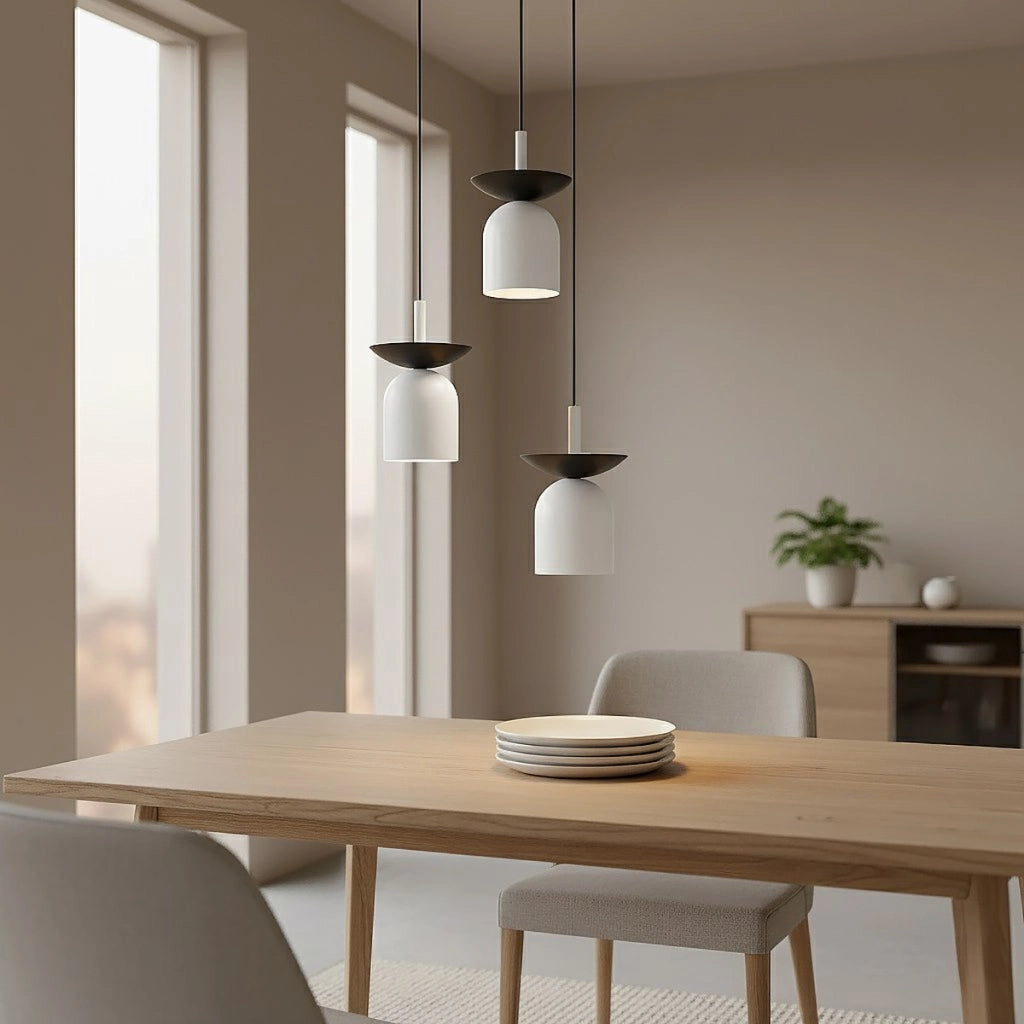 Lampada a sospensione EGO in acciaio bianco opaco