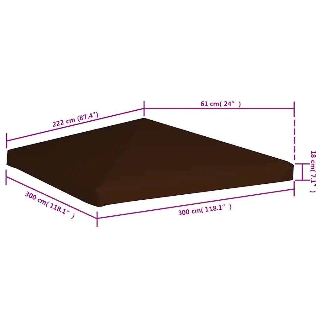 Copertura Superiore per Gazebo 310 g/m2 3x3 m Marrone CFW6737741
