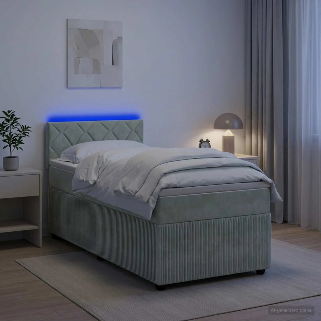 Letto box spring con materasso Grigio Chiaro 90 x 200 cm 3453071
