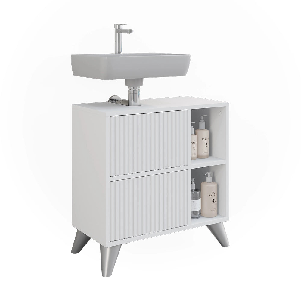 Vicco Mobile sottolavabo per bagno Bianco 60 x 62 cm con 2 cassetti