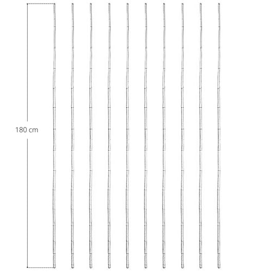 Canne in vero legno di bambu alte 180 cm con diametro di 1,5 cm - Set da 10