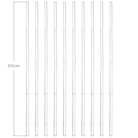 Canne in vero legno di bambu alte 210 cm con diametro di 2,8 cm - Set da 10