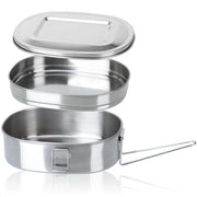 Lunchbox in acciaio inossidabile - contenitore alimentare da 12 litri con 2 compartimenti separati e coperchio - contenitore da picnic con maniglia (maniglia in acciaio inossidabile)