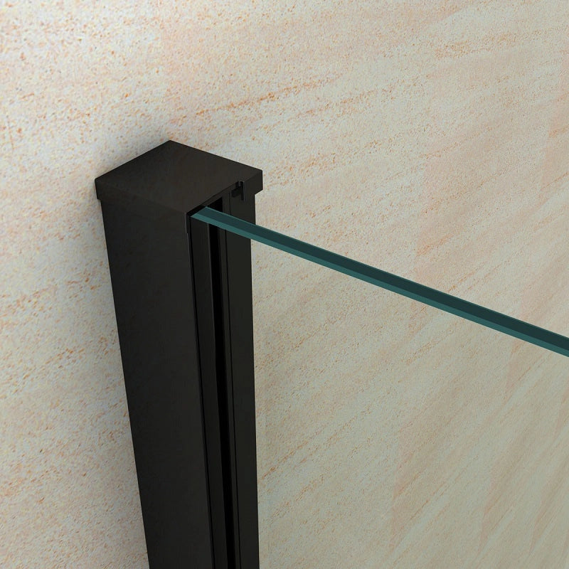 Parete doccia walk in cristallo 8mm 140cm H 195 profilo Nero BERNA
