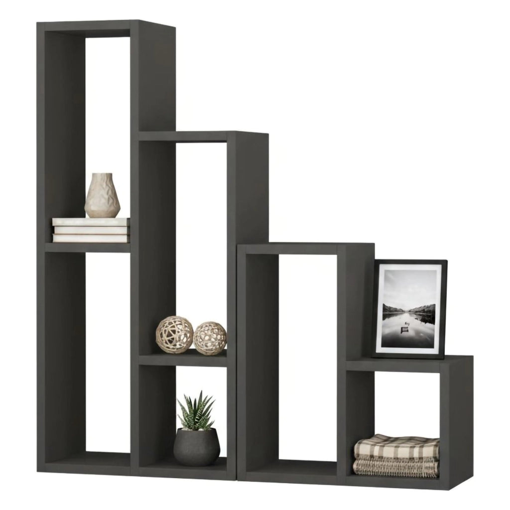 Biblioteca Isang, Libreria 6 Ripiani, 42x20x89h cm Nero Antracite