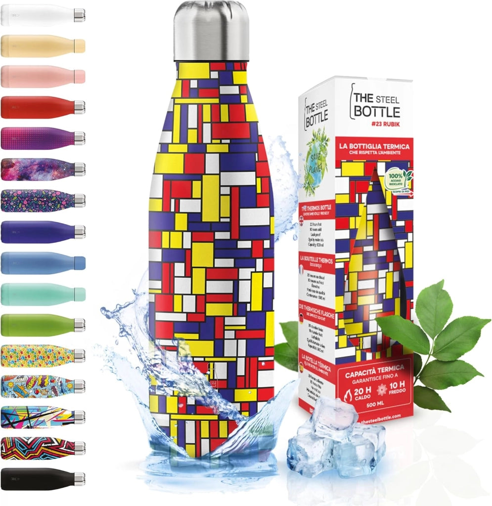 The Steel Bottle Bottiglia termica in Acciaio Inox Capacità 500 ml Chiusura Ermetica - Rubik