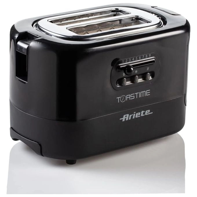 Ariete 159 Toastime - Tostapane arancione con pinze. 2 Fette 9 Livelli di doratura 700W Nero