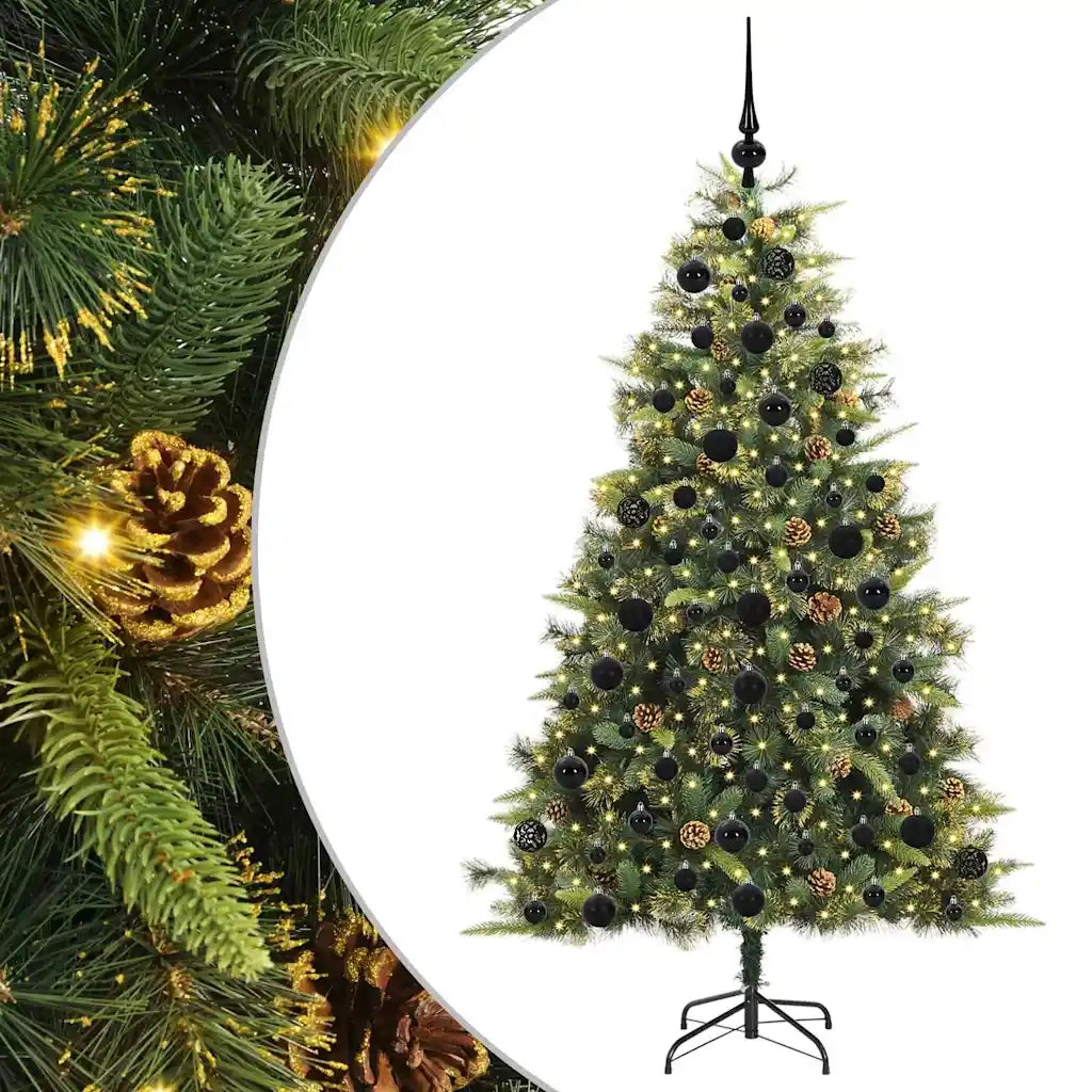 Albero di Natale artificiale pieghevole con coni Verde 180 cm 3395090