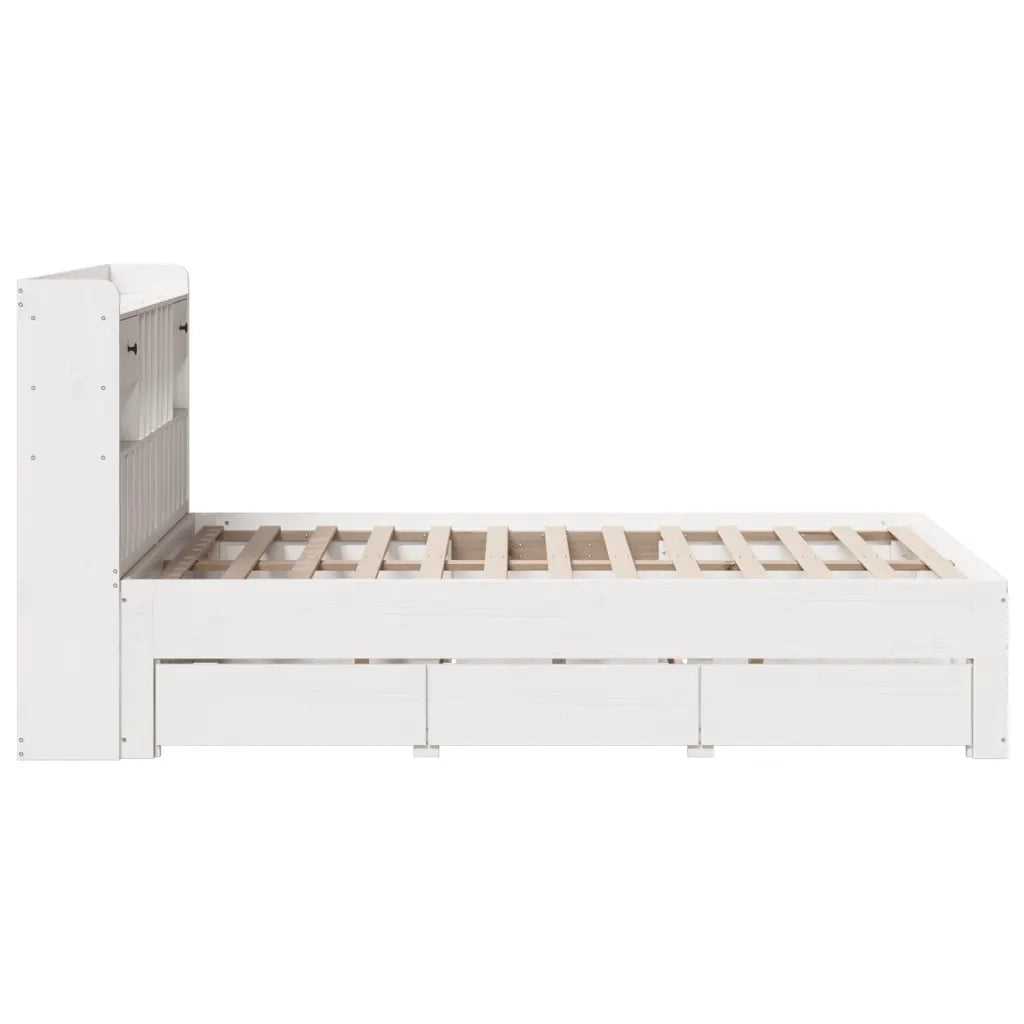 Letto Libreria senza Materasso Bianco 135x190 cm Legno di Pino 3308976