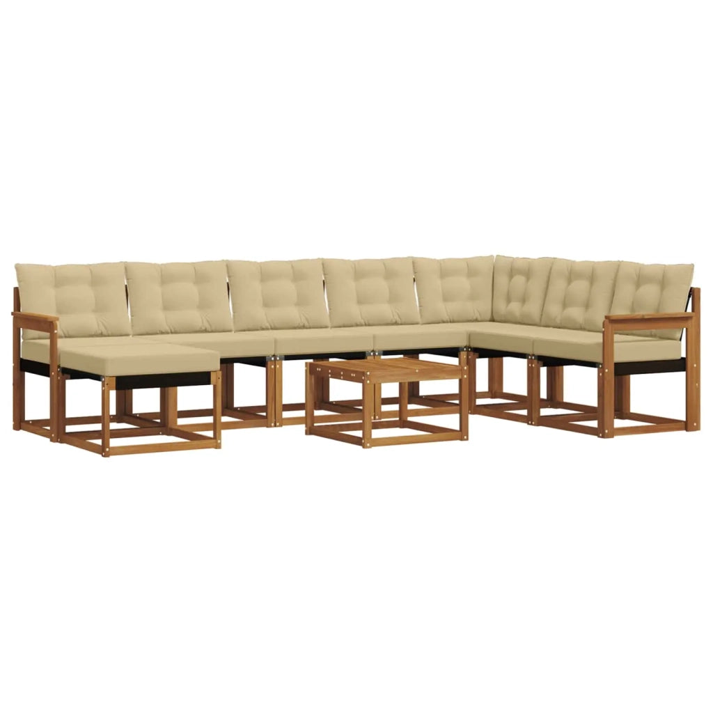 Set di divani da esterno con cuscino 9 pcs Naturale e Beige 3368972