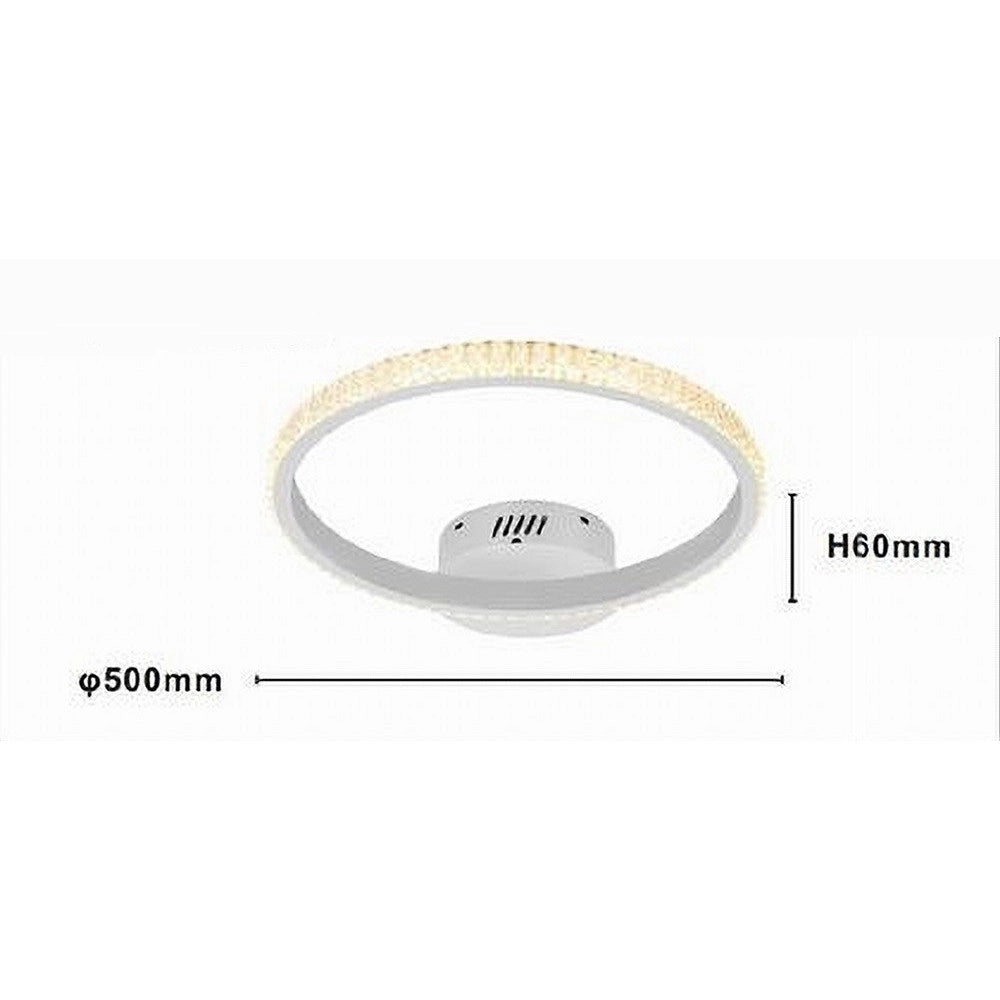 Trade Shop - Plafoniera Led 28w Bianco Cerchio Effetto Cristallo Luce Calda Naturale Fredda 31746 -