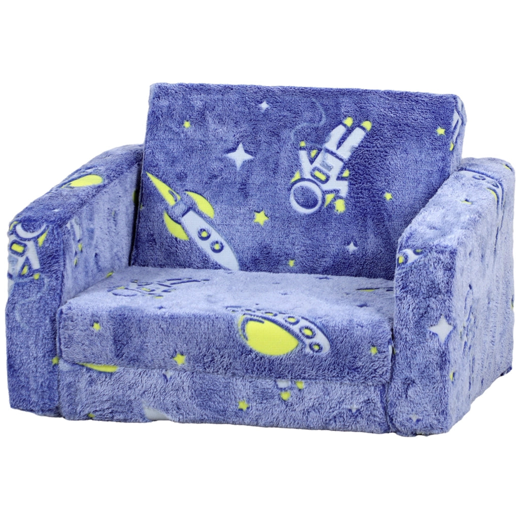 Divano letto per bambini 2 in 1 ¨C zephmum ¨C Tessuto, blu, cuscini lavabili