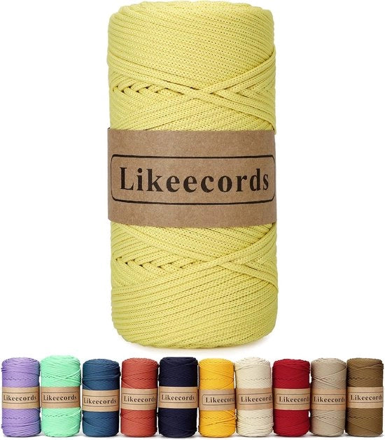 Gonna elastica a maglia per creare un mandalino - 4mm x 130m - gonna elastica - set di uncini - artigianato fai da te - portagitti - accessori per la casa - giallo limone
