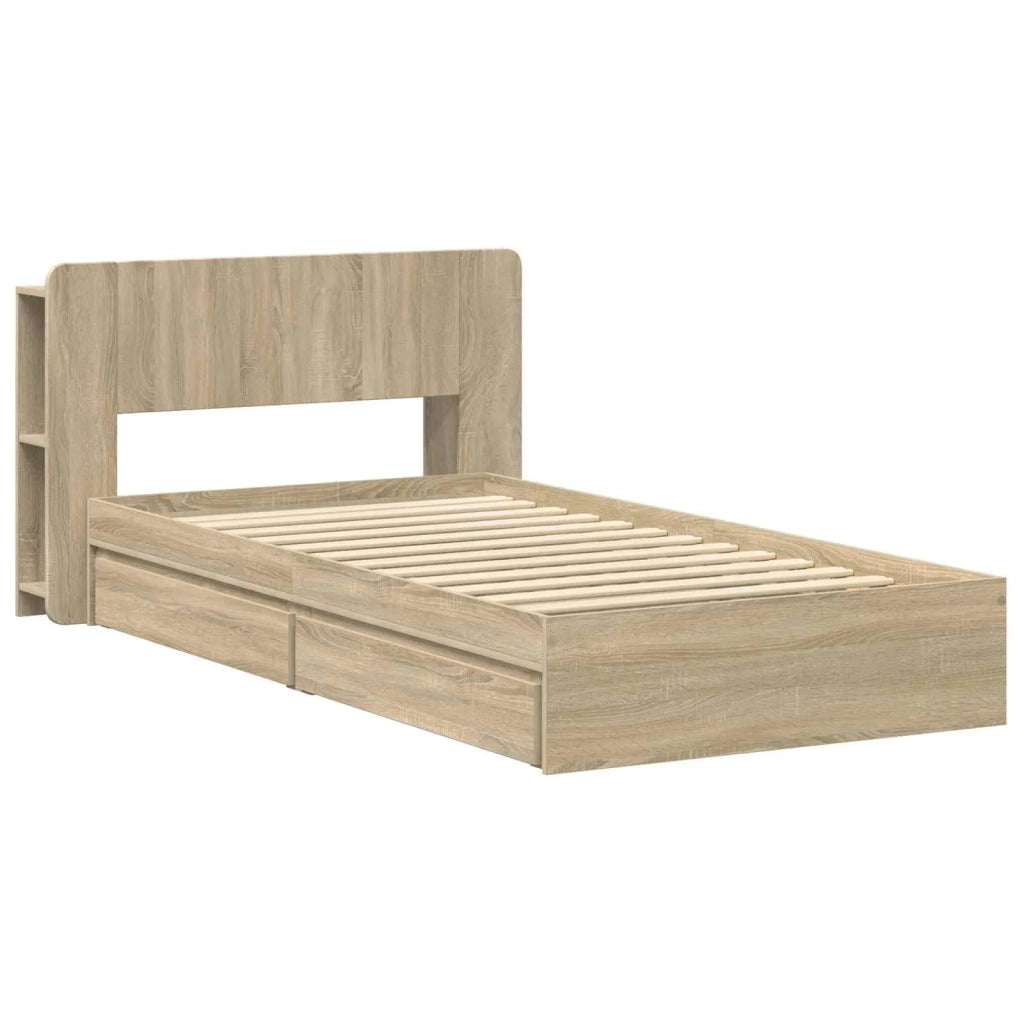 Telaio del letto con storage Rovere Sonoma 75 x 190 cm