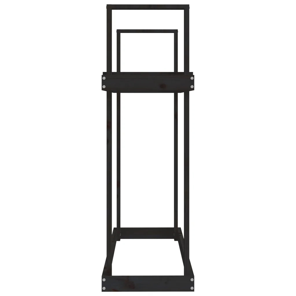 Portalegna-Scaffale per Legna Nero 110x35x108,5 cm in Legno Massello di Pino