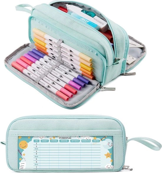 Pen case con 3 cassette, grande capacità, taselli per penna, taselli per penna, pen case, pen case per scuola e ufficio