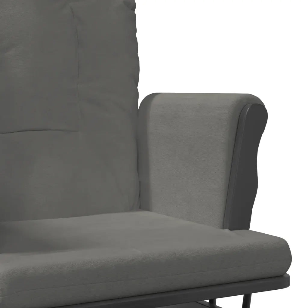 Poltrona Glider con Sgabello Grigio Scuro in Tessuto 351667