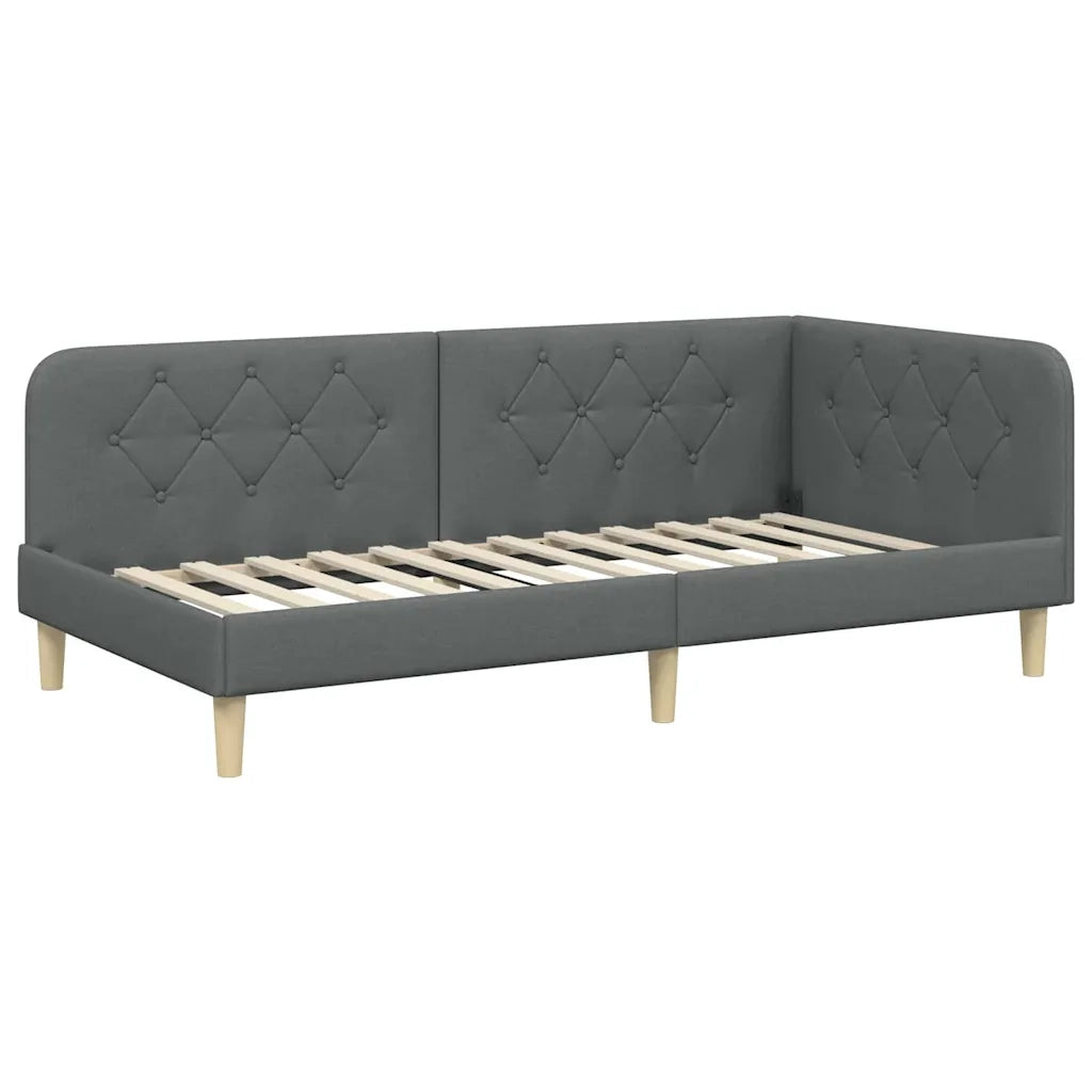 Cornice del letto ad angolo Grigio scuro 100 x 200 cm Tessuto 42016578