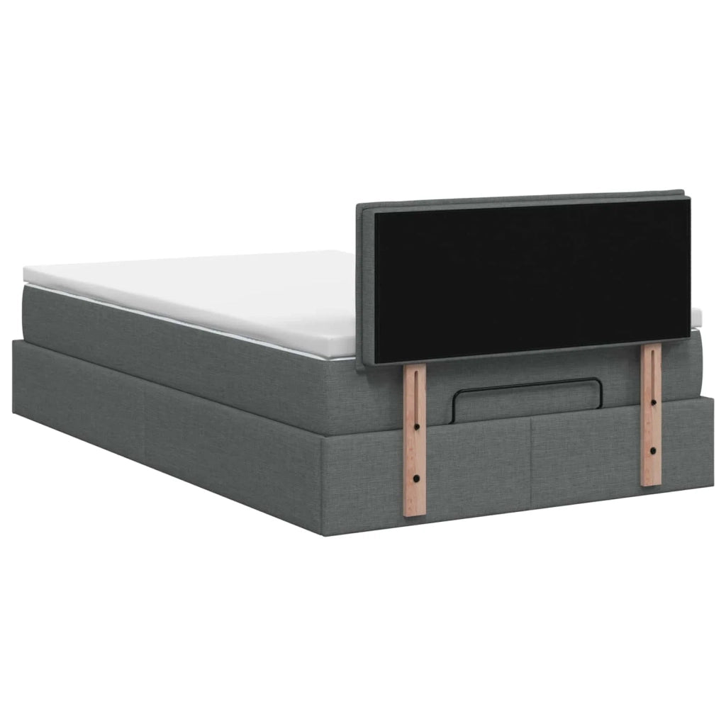 Letto Ottomano con Materasso e LED Grigio Scuro 120 x 190 cm 3458139