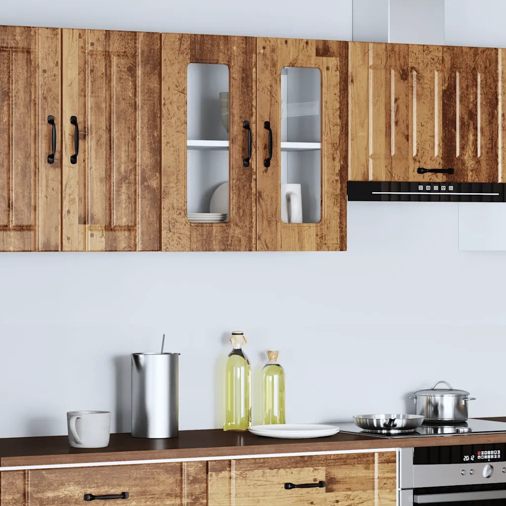 vidaXL Pensile da Cucina con Porta in Vetro Kalmar Legno Vecchio