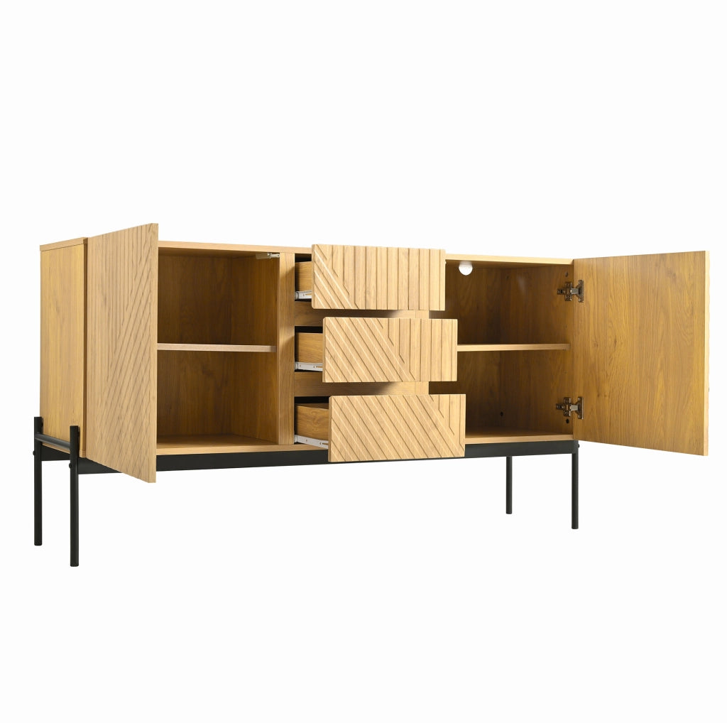 Madia moderna 140 cm con 2 ante e 3 cassetti naturale