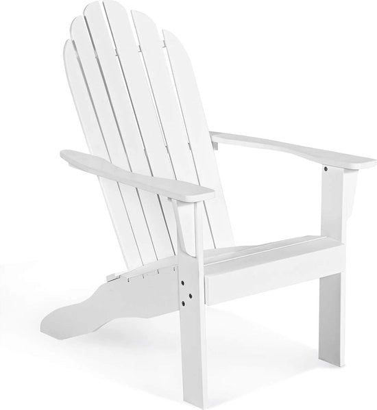 Adirondack stoel in legno di acacia, classica sedia da giardino con progetto ergonomico, sedile esterno per balcone, giardino, terrazza, 88 x 69 x 103 cm (Bianco)