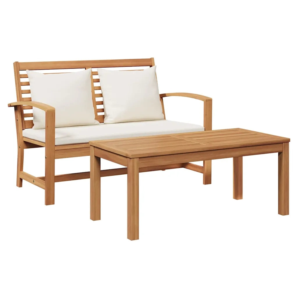 Salotto da Giardino-Set Panchina e Tavolo da Giardino con Cuscini 2 Pezzo 198023