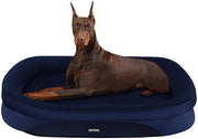 Letto per cani ortopedico, canile, cuscino per collo quadrangolare, fondo antiscivolo, giaciglio per cani, rimovibile e lavabile, per cani grandi, 122 x 90 x 19 cm, blu marino