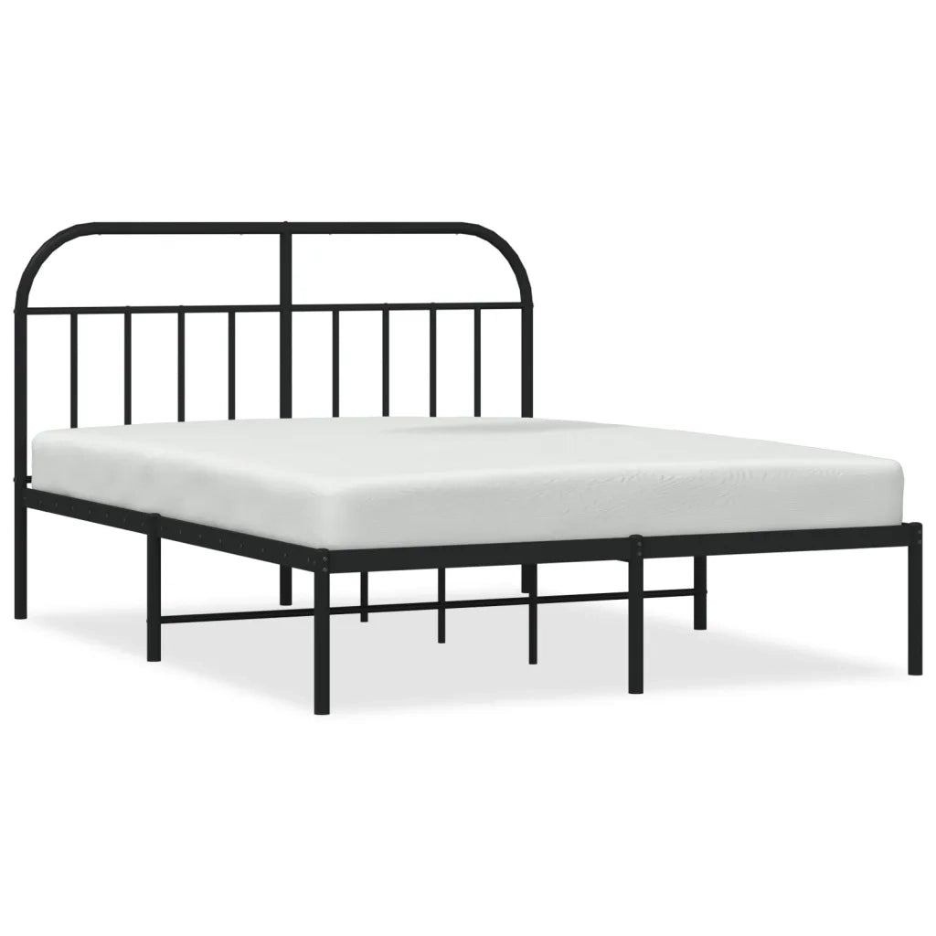 Giroletto con Testiera-Struttura Letto con testiera in Metallo Nero 140x200 cm 158713