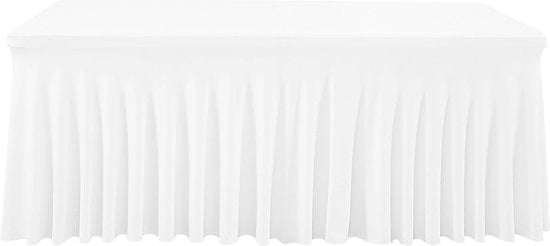 Tavolo da pranzo in spandex 2 pezzi, colore uniforme, resistente alle pieghe, adatto per tovaglie in spandex, tovaglie da tavolo stropicciate, tovaglie da tavolo per matrimonio, Expo, festa, bianco e rosa, 4FT (122*60*76cm)