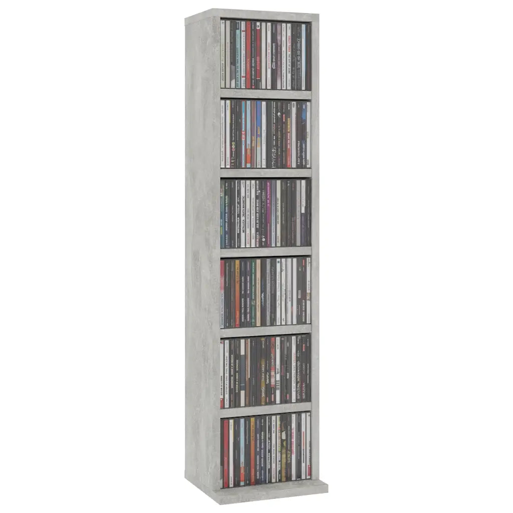 Mobile Porta CD Grigio Cemento 21x20x88 cm in Legno Multistrato 800355