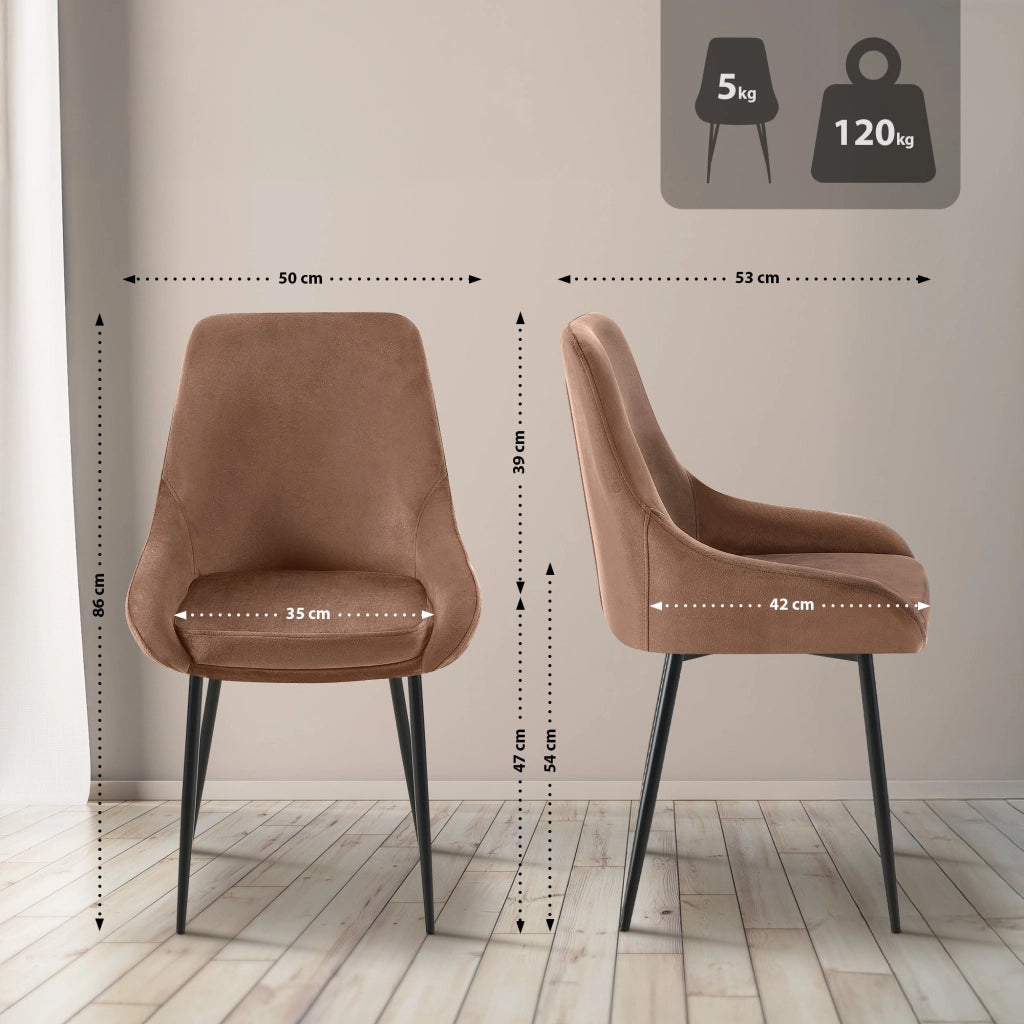 Set di 2 sedie per sala da pranzo Elmira velluto nero 5