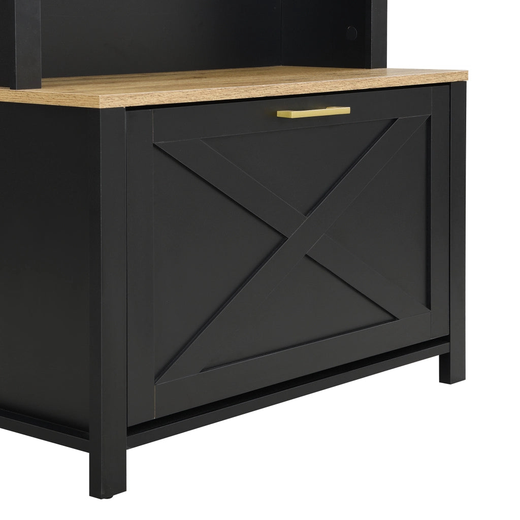 Scarpiera con Appendiabiti e Ripiani ¨C MINIMAL ¨C Legno MDF, Metallo, Ingresso