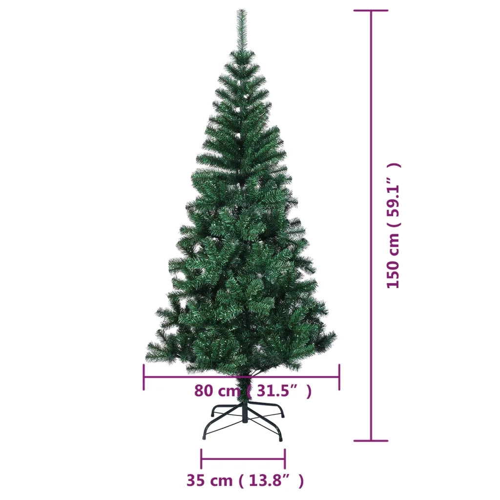 Albero di Natale Artificiale-Albero Natalizio Punte Iridescenti Verde 150 cm PVC