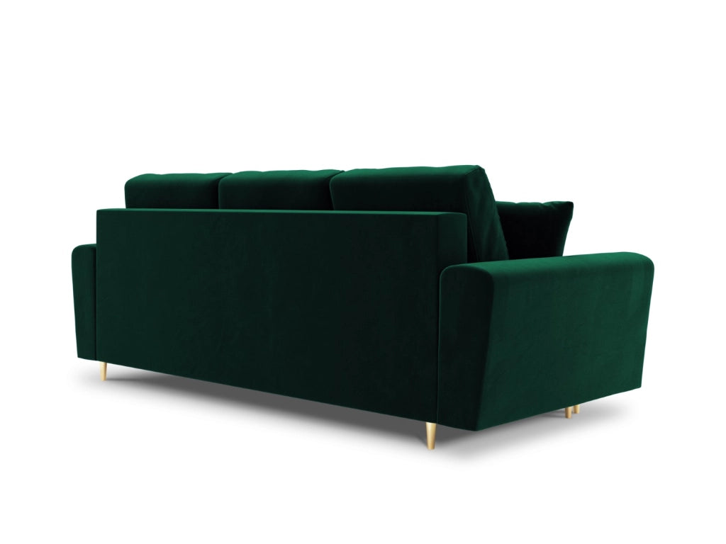 Cosmopolitan Design - Divano convertibile con contenitore "Kyoto" 3 posti in velluto verde bottiglia 