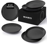Set da tavola da 6 pezzi in ceramica - Collezione Le Papillon (nero, piatti piccoli da 6 pezzi)