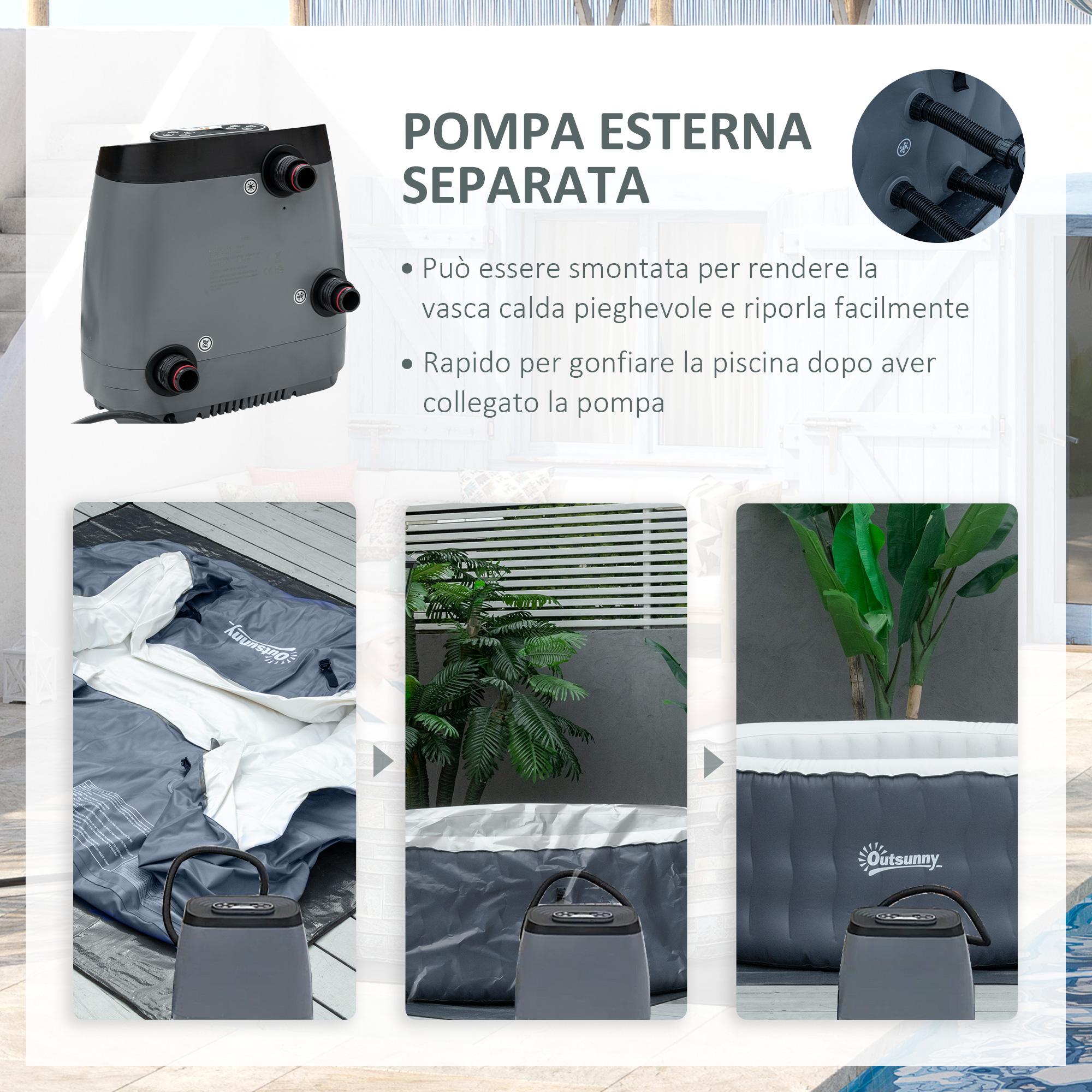 Vasca Idromassaggio da Esterno Gonfiabile Riscaldata Ø195x68 cm 950 Litri Blu Scuro