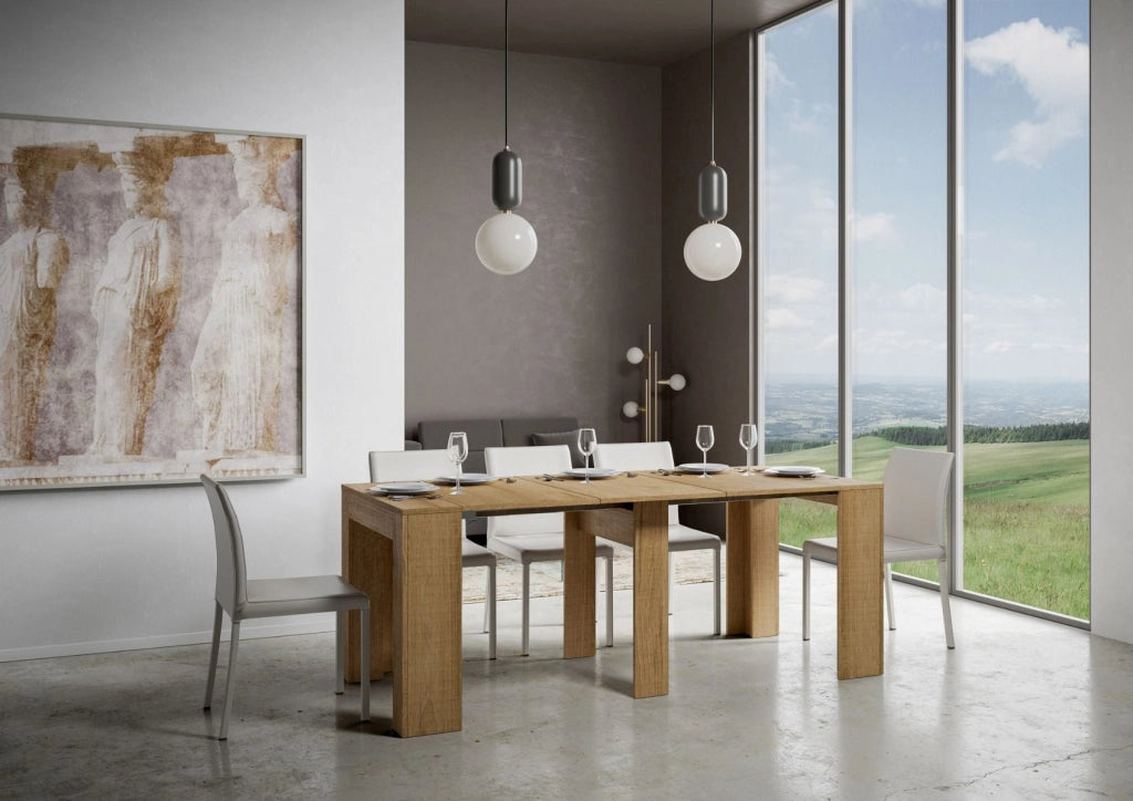 Consolle Allungabile 90-302x42x77 cm in Nobilitato Marrone