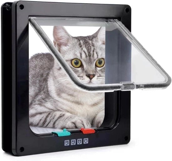 Porta per animali per finestre e porte scorrevoli con chiusura a 4 vie - Nero - S