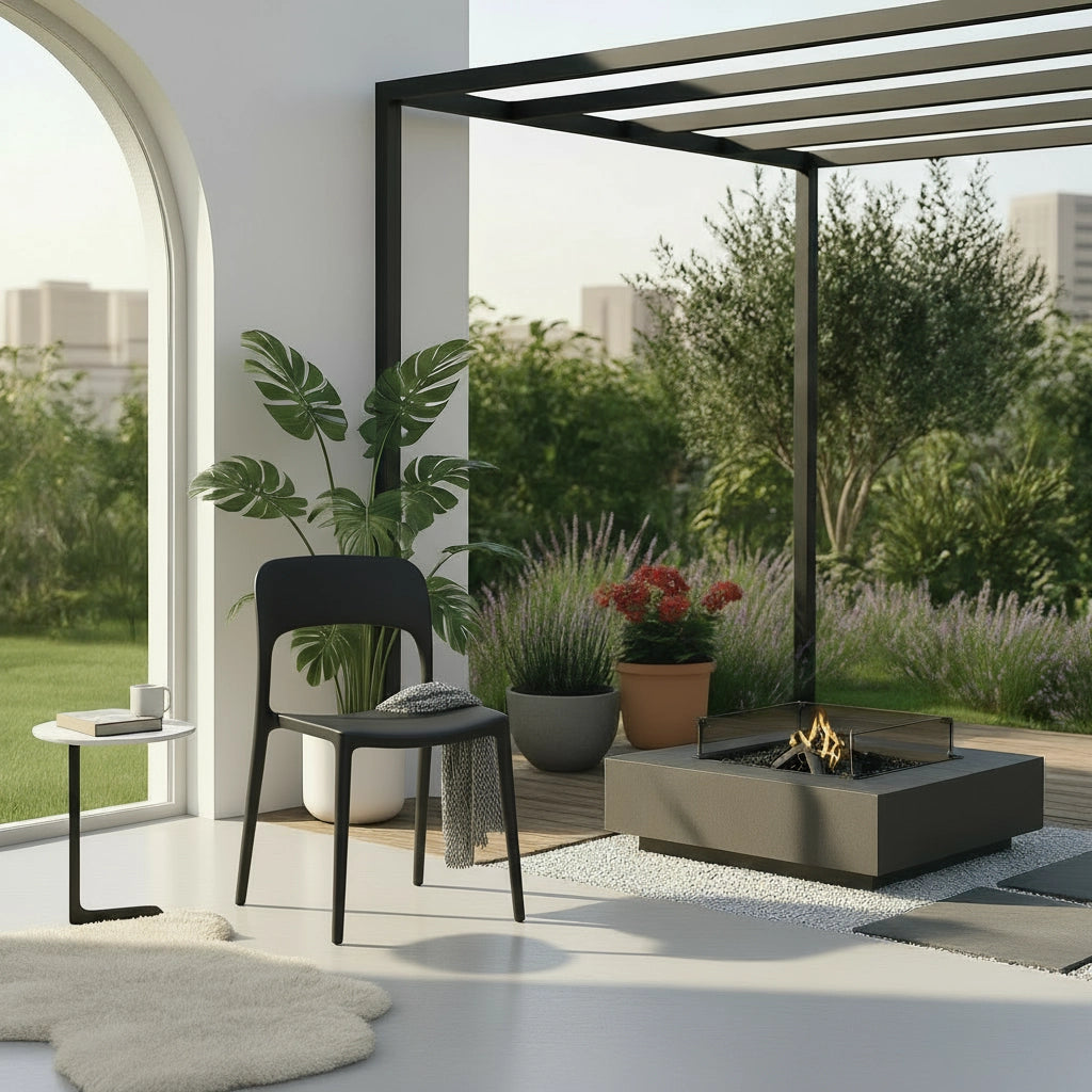 Set 4 Sedie Da Giardino In Polipropilene Impilabili Leggere E Resistenti Ideali Per Esterni Terrazze Giardini Bar Dehors Ristoranti 41 x 82,5 x 52 cm Nero