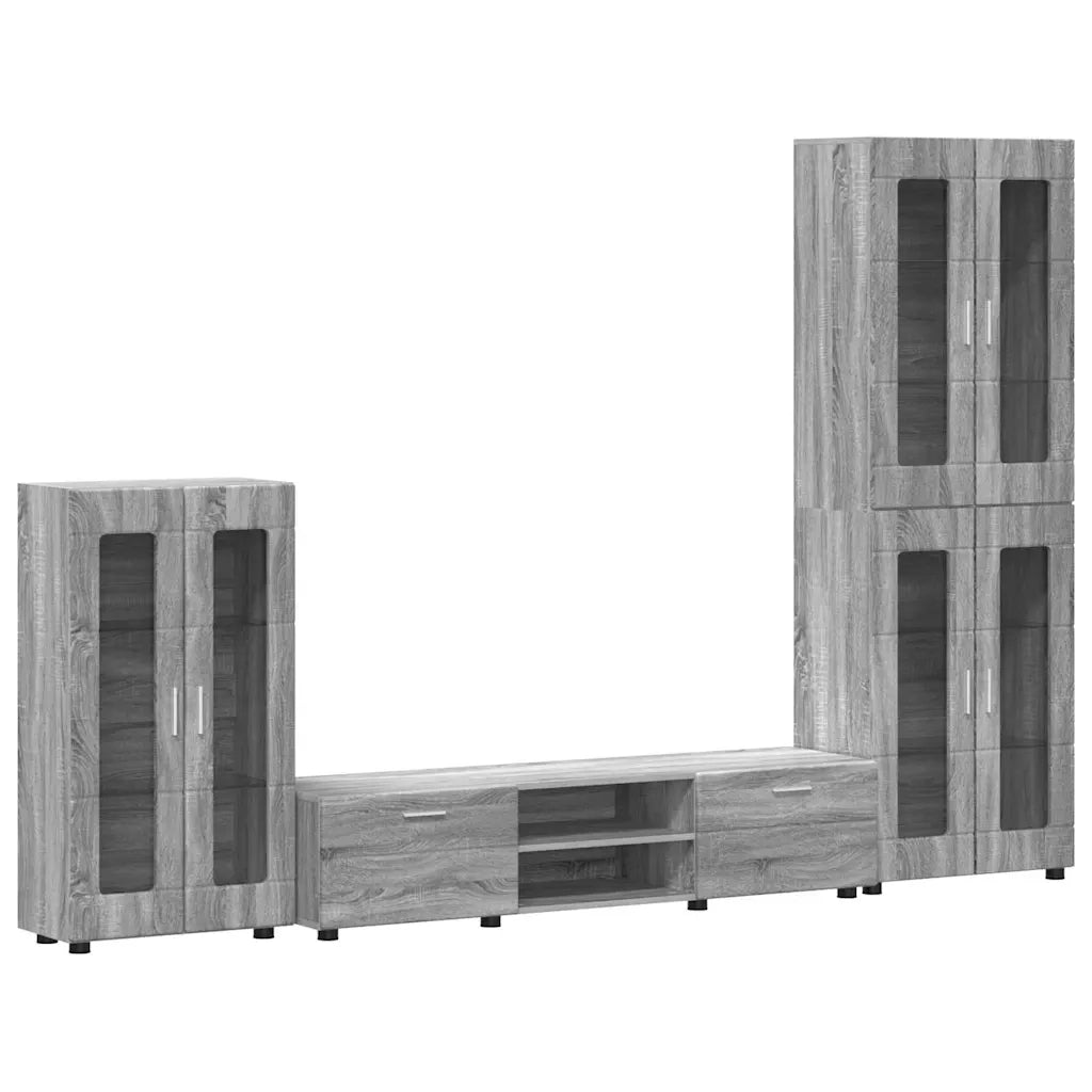 Set mobile TV con porta FLORIN Grigio Sonoma Legno multistrato