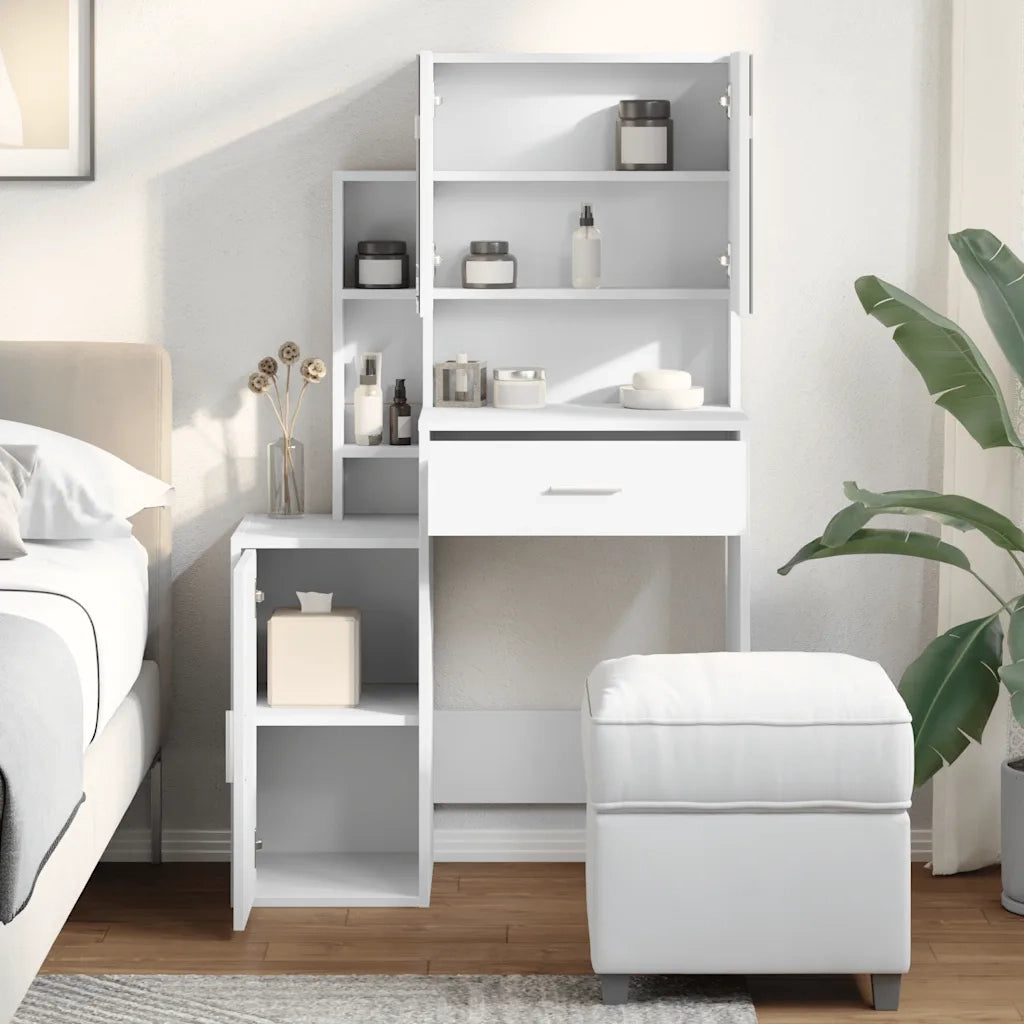 Toeletta | Tavolo da Trucco con Armadietto Bianco 80x35x132 cm