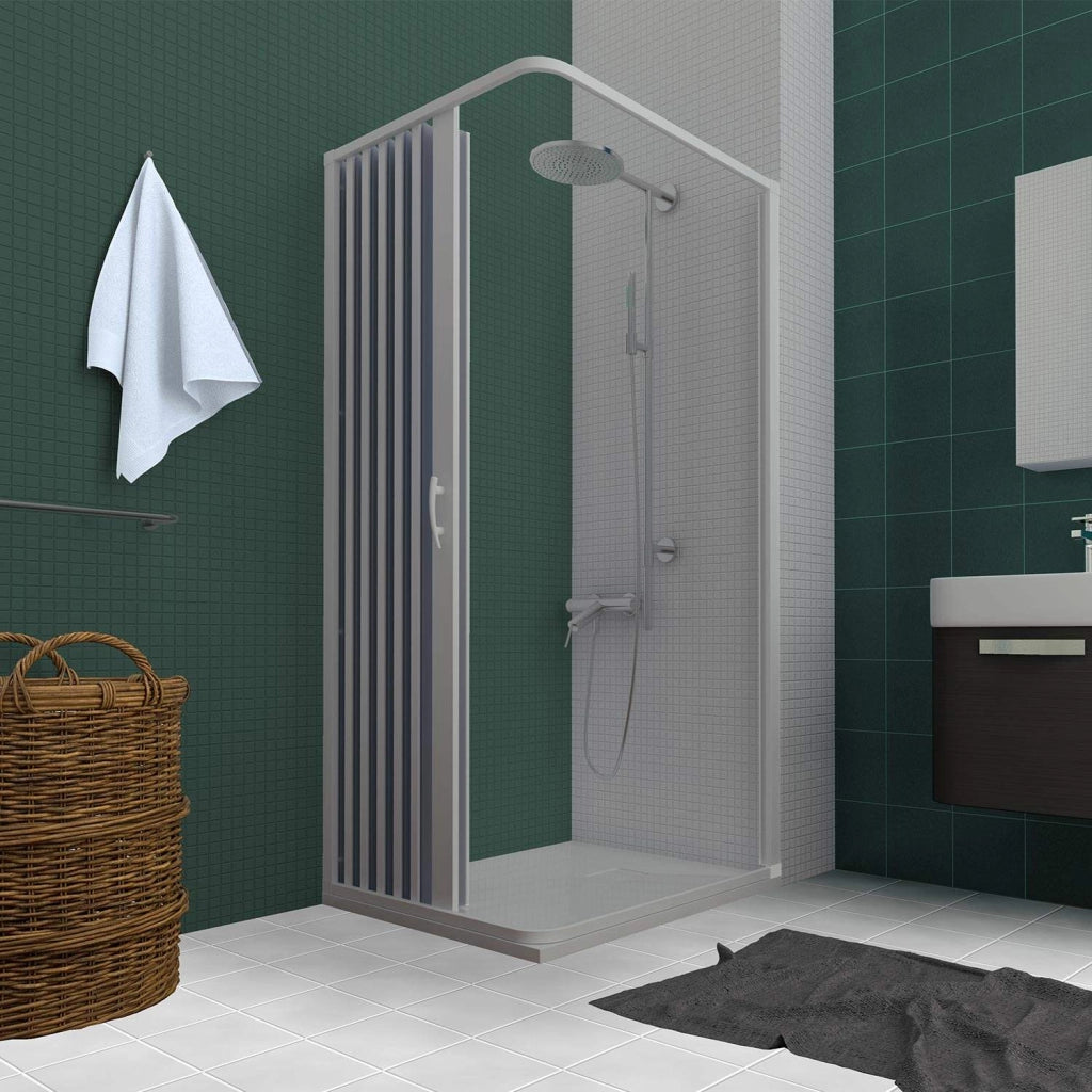 Box Doccia in PVC 100x100CM H185 a soffietto con Apertura Laterale colore Bianco mod. Flex