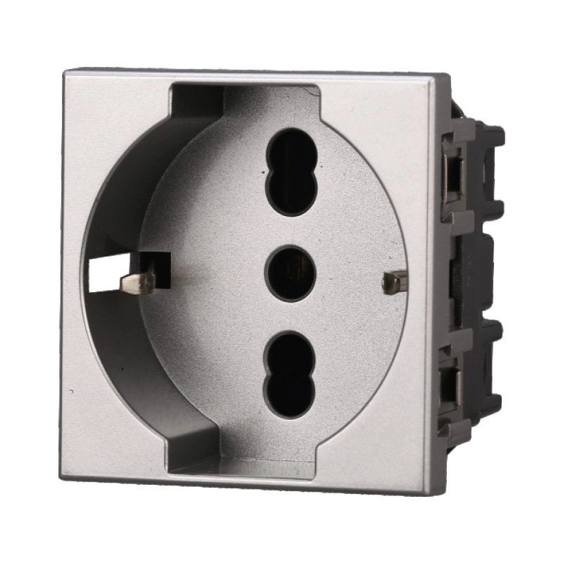 Presa Schuko 2P+T 16A Colore Grigio Compatibile Con Bticino Axolute