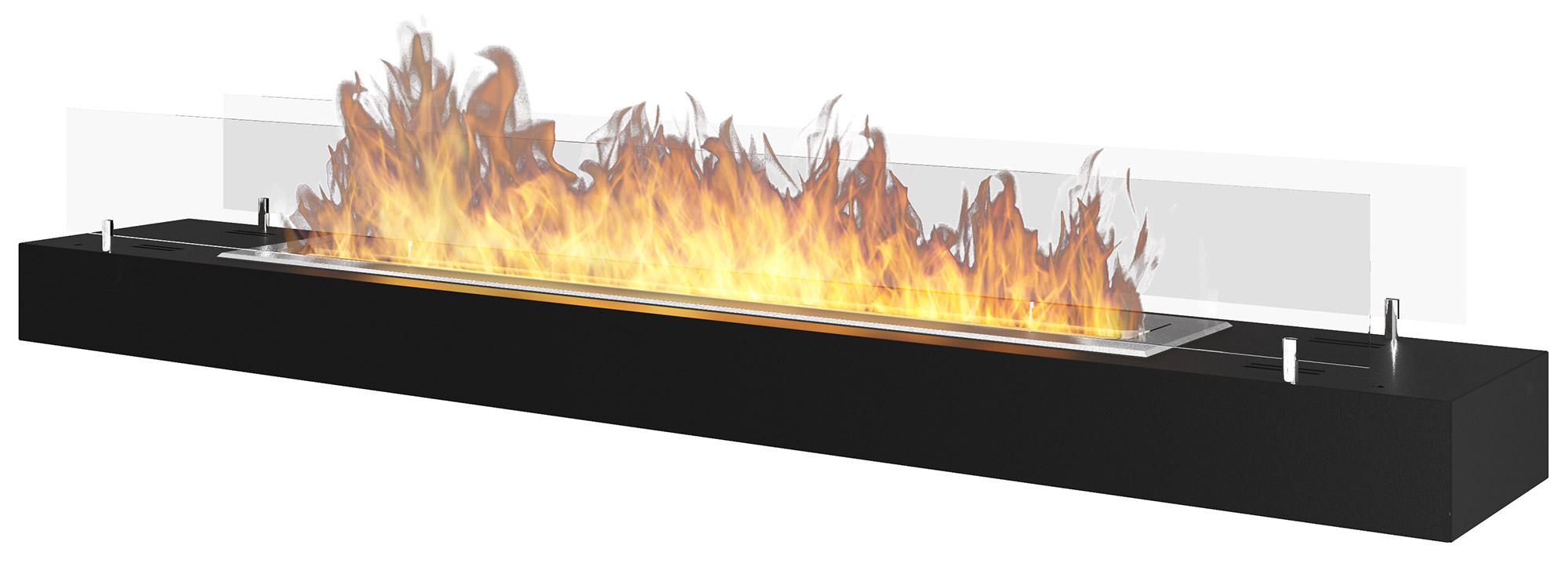 Camino a Bioetanolo da Tavolo 120x19 cm Firebox 1200 Nero con Vetro